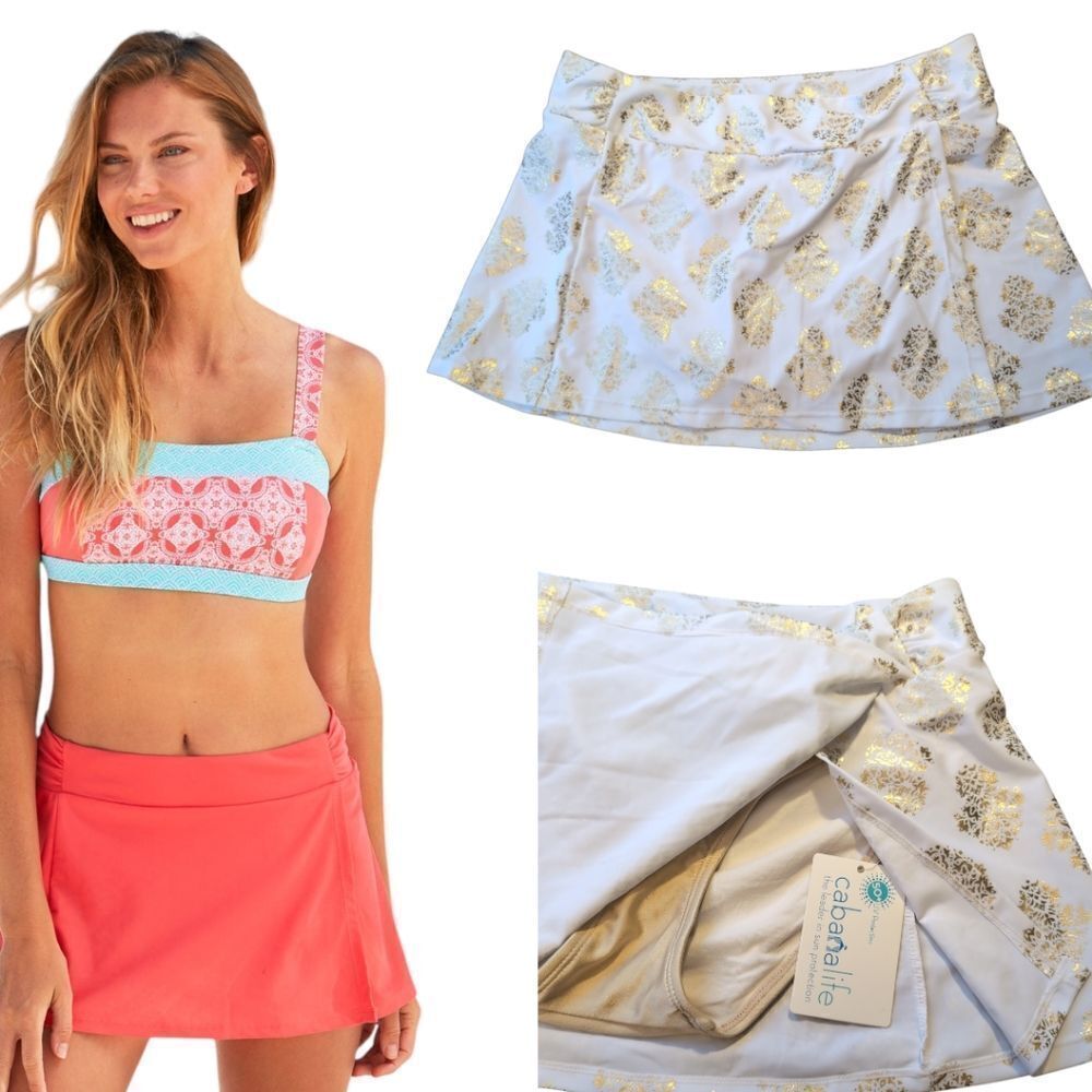 Full coverage swim built in bikini skirt skirt sizeM 50+upf sun